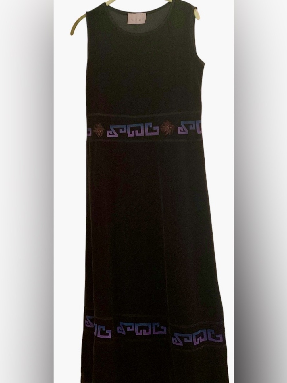 Vintage Sport Savvy Maxi Velvet Dress Women’s Black Sleeveless Whimsigoth Y2K S